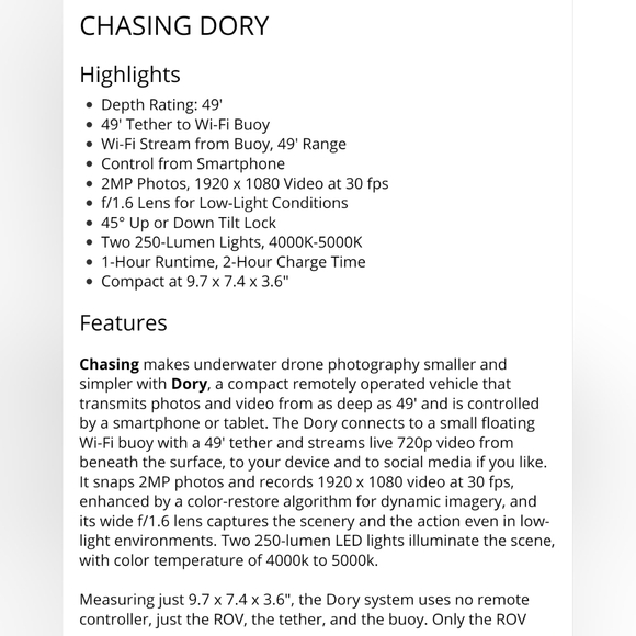 NIB Chasing Dory 1080p Full HD Underwater ROV Drone Camera Real Time Viewing - Picture 12 of 16